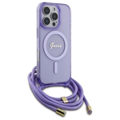 Dėklas Guess Crossbody Cord Script MagSafe  iPhone 16 Pro - Violetinis 2