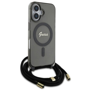 Dėklas Guess Crossbody Cord Script MagSafe iPhone 16  - Juodas 2