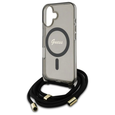 Dėklas Guess Crossbody Cord Script MagSafe iPhone 16  - Juodas 4