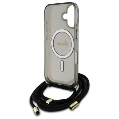 Dėklas Guess Crossbody Cord Script MagSafe iPhone 16  - Juodas 5