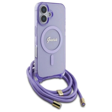 Dėklas Guess Crossbody Cord Script MagSafe iPhone 16  - Violetinis 2