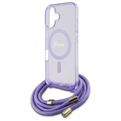 Dėklas Guess Crossbody Cord Script MagSafe iPhone 16  - Violetinis 4