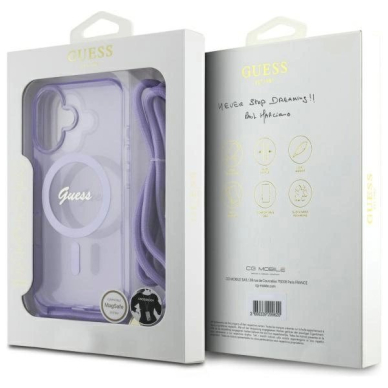 Dėklas Guess Crossbody Cord Script MagSafe iPhone 16  - Violetinis 6