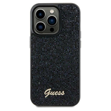 Originalus Guess dėklas Disco Metal ScriptiPhone 12/12 Pro - Juodas