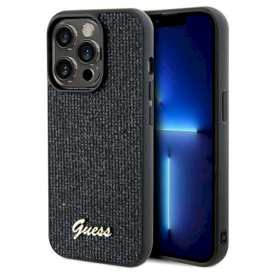 Originalus Guess dėklas Disco Metal ScriptiPhone 13 Pro / 13 - Juodas