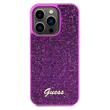 Originalus Guess dėklas Disco Metal ScriptiPhone 14 Pro - fuchsia 2