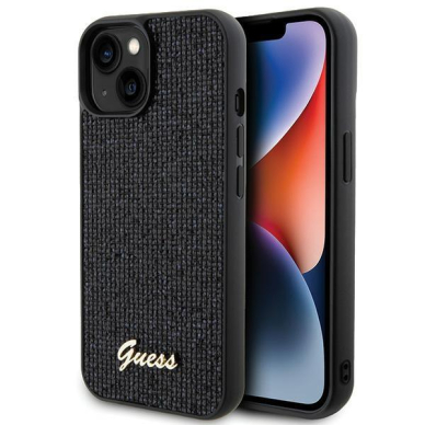 Dėklas Guess Disco Metal Script   iPhone 15 - Juodas