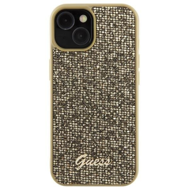 Dėklas Guess Disco Metal Script   iPhone 15 - Auksinis 2