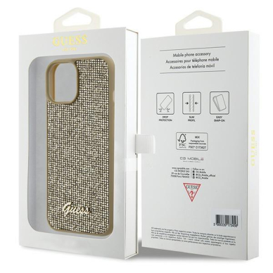 Dėklas Guess Disco Metal Script   iPhone 15 - Auksinis 7