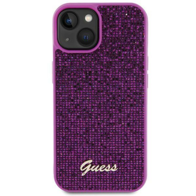 Dėklas Guess Disco Metal Script   iPhone 15 - Rožinis 2