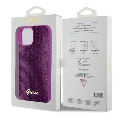 Dėklas Guess Disco Metal Script   iPhone 15 - Rožinis 7