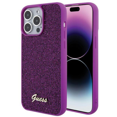 Dėklas Guess Disco Metal Script   iPhone 15 Pro Max - Rožinis