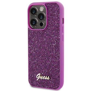 Dėklas Guess Disco Metal Script   iPhone 15 Pro - Rožinis 1