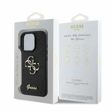 Guess Fixed Glitter Big 4G Dėklas iPhone 16 Pro Max - juodas 3