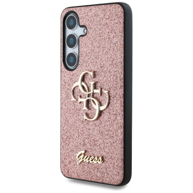 Guess Fixed Glitter Big 4G Metal Logo Dėklas Samsung Galaxy S25 Rožinis 1