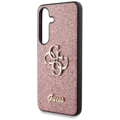 Guess Fixed Glitter Big 4G Metal Logo Dėklas Samsung Galaxy S25 Rožinis 5