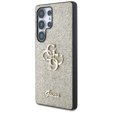 Guess Fixed Glitter Big 4G Metal Logo Dėklas Samsung Galaxy S25 Ultra gold 1