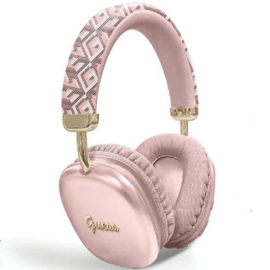 Guess GCube Metallic Script Logo Bluetooth on-ear headphones - rožinis