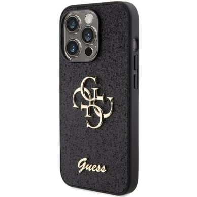 Dėklas Guess Glitter Script Big 4G   iPhone 15 Pro - Juodas 1