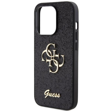 Dėklas Guess Glitter Script Big 4G   iPhone 15 Pro - Juodas 5