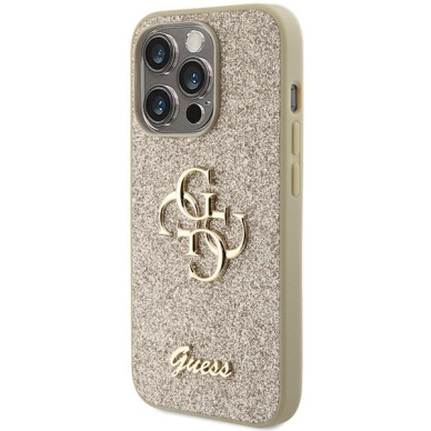 Dėklas Guess Glitter Script Big 4G   iPhone 15 Pro - Auksinis 1