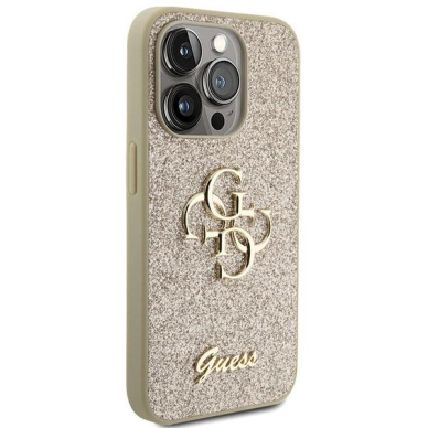 Dėklas Guess Glitter Script Big 4G   iPhone 15 Pro - Auksinis 3