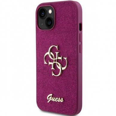 Dėklas Guess Glitter Script Big 4G   iPhone 15 - Violetinis 1