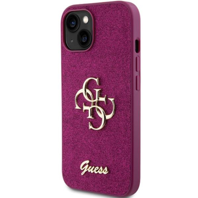 Dėklas Guess Glitter Script Big 4G   iPhone 15 - Violetinis 1