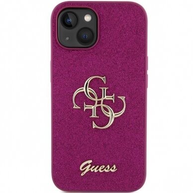 Dėklas Guess Glitter Script Big 4G   iPhone 15 - Violetinis 2
