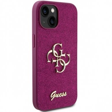 Dėklas Guess Glitter Script Big 4G   iPhone 15 - Violetinis 3