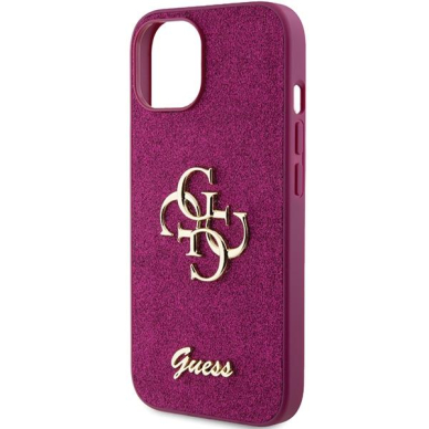 Dėklas Guess Glitter Script Big 4G   iPhone 15 - Violetinis 5