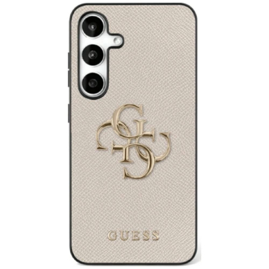 Guess Grained Big 4G Logo Small Classic Logo Dėklas Samsung Galaxy S25 beige