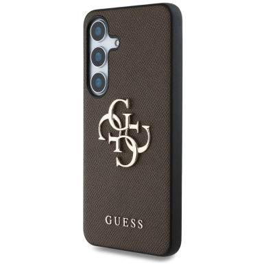 Guess Grained Big 4G Logo Small Classic Logo Dėklas Samsung Galaxy S25 Rudas 1