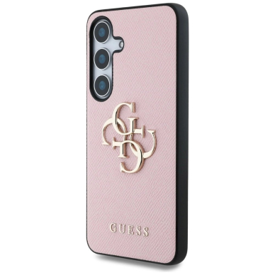 Guess Grained Big 4G Logo Small Classic Logo Dėklas Samsung Galaxy S25 Rožinis 1