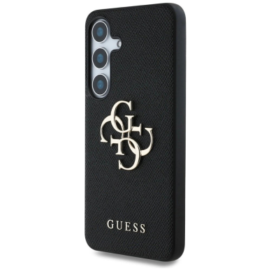 Guess Grained Big 4G Logo Small Classic Logo Dėklas Samsung Galaxy S25 Plus Juodas 1