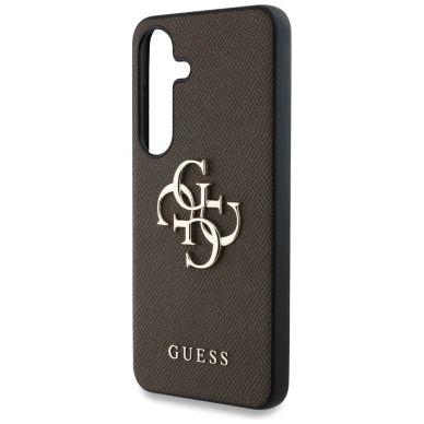 Guess Grained Big 4G Logo Small Classic Logo Dėklas Samsung Galaxy S25 Plus Rudas 5