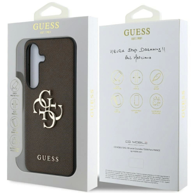 Guess Grained Big 4G Logo Small Classic Logo Dėklas Samsung Galaxy S25 Plus Rudas 7