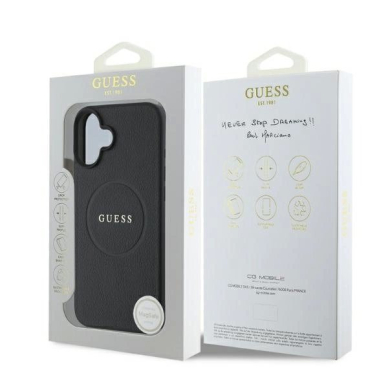 Dėklas Guess Grained Gold Ring MagSafe  iPhone 16 - Juodas 5