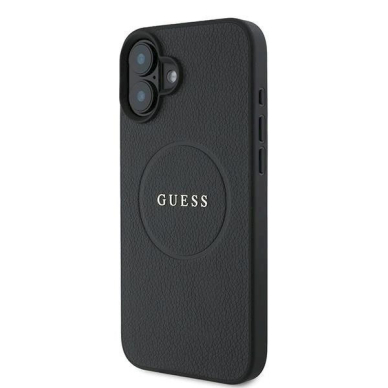 Guess Grained Gold Ring MagSafe Dėklas iPhone 16 Plus - juodas 1