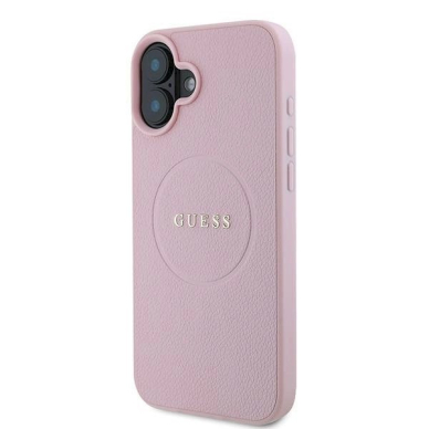 Dėklas Guess Grained Gold Ring MagSafe iPhone 16 Plus - Rožinis 1