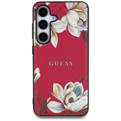 Guess Grained Printed Flower Pattern MagSafe Dėklas Samsung Galaxy S25 fuchsia 2