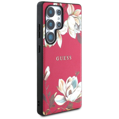 Guess Grained Printed Flower Pattern MagSafe Dėklas Samsung Galaxy S25 Ultra Fuchsia 3