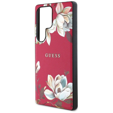 Guess Grained Printed Flower Pattern MagSafe Dėklas Samsung Galaxy S25 Ultra Fuchsia 5