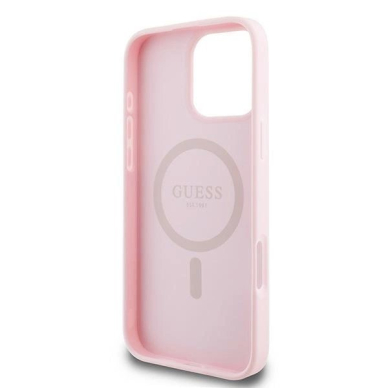 Dėklas Guess Grained Ring MagSafe iPhone 16 Pro  - Rožinis 6