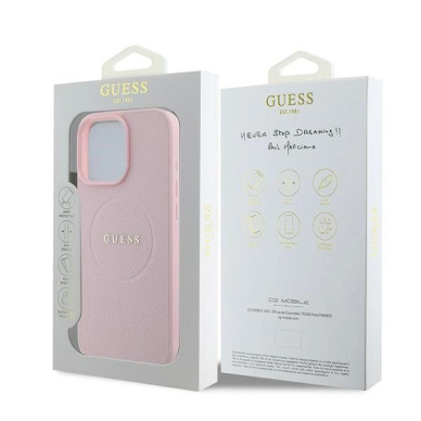 Dėklas Guess Grained Ring MagSafe iPhone 16 Pro  - Rožinis 7