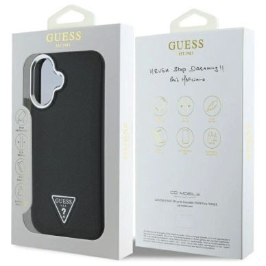 Dėklas Guess Grained Triangle MagSafe  iPhone 16 - Juodas 7