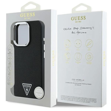 Dėklas Guess Grained Triangle MagSafe  iPhone 16 Pro - Juodas 7