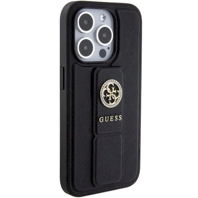 Originalus Guess dėklas Grip Stand 4G Triangle StrassiPhone 15 Pro - Juodas 3