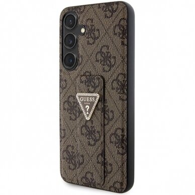 Guess Grip Stand 4G Triangle Strass Dėklas Samsung Galaxy S24+ - brown 1