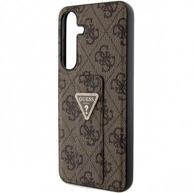 Guess Grip Stand 4G Triangle Strass Dėklas Samsung Galaxy S24+ - brown 5